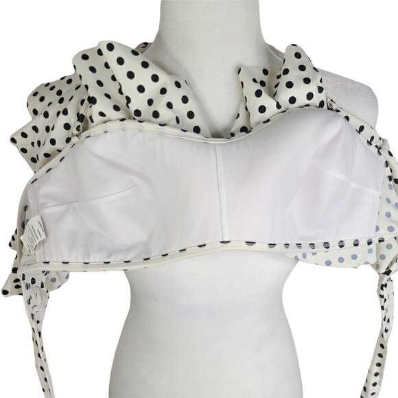 Cococship Black White Polkadot Ruffled Halter Strap Retro 70s Style Bikini Top - Picture 4 of 7